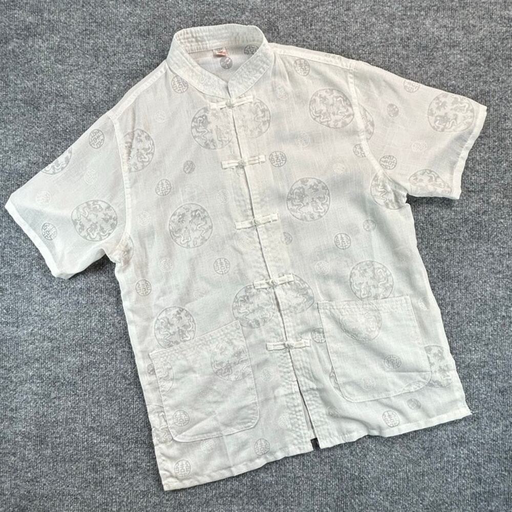 Vintage Y2K Baolilai Men’s M Chinese Tang Shirt Dragon Frog Closure
